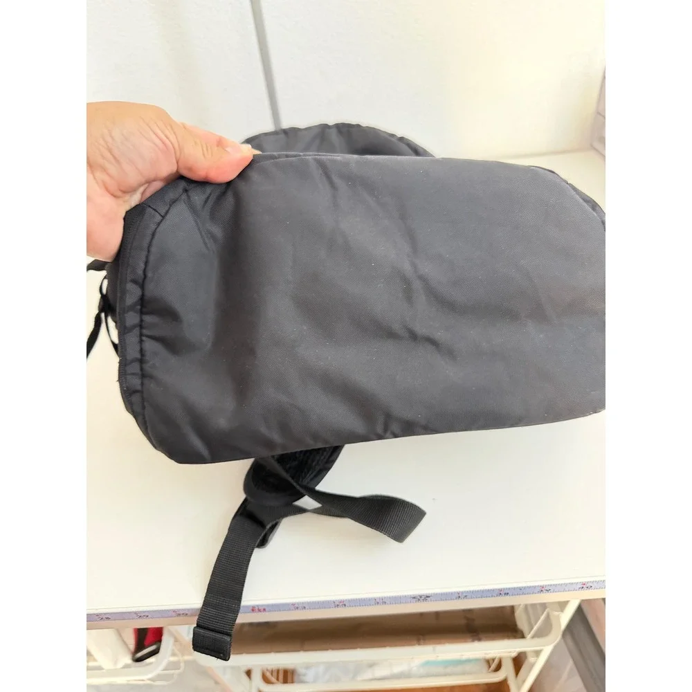Private Label Black Nylon Backpack Red Interior Mesh Pockets Travel Bag